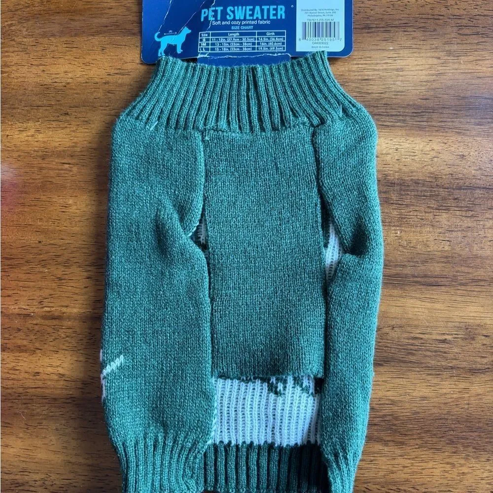 Green Pet Sweater with Inspirational Text